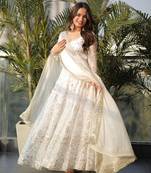 white Sequence work  party wear suit set