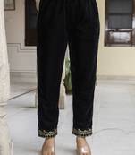 Women's velvet embroidery salwar suit set kurta pant with dupatta