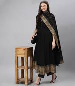 Women's Black Cotton Printed Kurta Pant Set