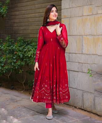 WHISPERING BREEZE GEORGETTE EMBROIDERED SUIT SET  5