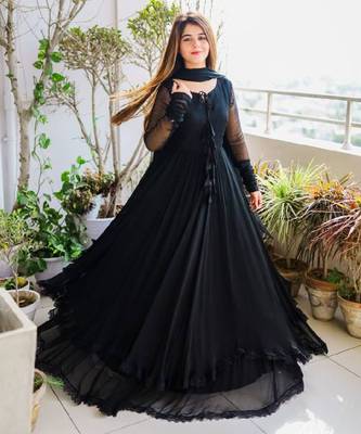 SOLID LONG FLAIR LESS BODER SET WITH DUPATTA  1