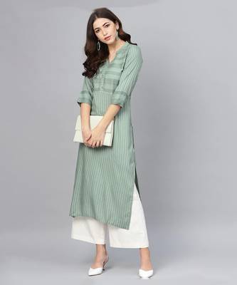 Striped Formal Kurta with Pants Set 1