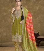 Light Green Embroidered bandhani full stitched dhoti wedding suits - free size