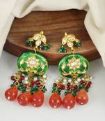 Green meena carnelian dangle earrings