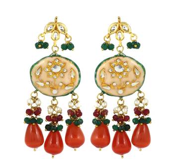 Peach meena carnelian drops dangle earrings 3