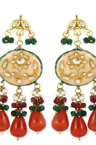 Peach meena carnelian drops dangle earrings