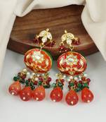 Red Meenakari Earrings Gemstone Jewelry