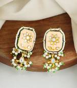 Kundan meena pearl beaded stud earrings