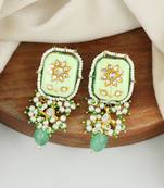 Amazonite pearl beaded meena stud earrings