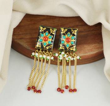 Black meena turquoise chandelier earrings 1