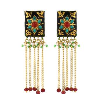 Black meena turquoise chandelier earrings 3
