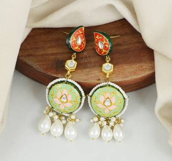 Meenakari pearl beaded dangle earrings 1