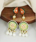 Meenakari pearl beaded dangle earrings