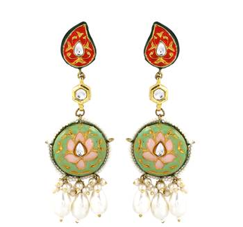 Meenakari pearl beaded dangle earrings 3