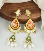 Crescent Moon Earrings Kundan Meena Jewelry