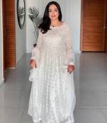 WHITE Faux Blooming  PARTY WEAR EMBRODERY  SUIT SET 