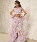 Lilac embroidered top with plazzo pant