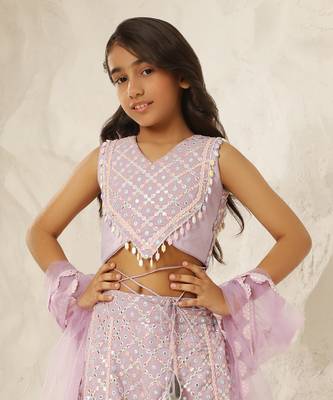 Lilac embroidered top with plazzo pant 2