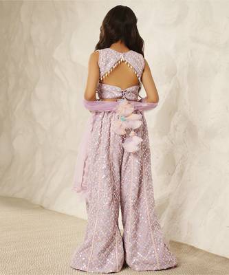 Lilac embroidered top with plazzo pant 4