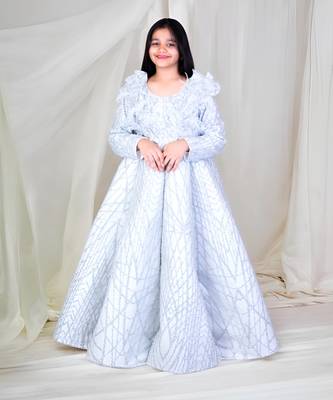 Grey sequins embroidered gown 1