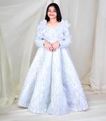 Grey sequins embroidered gown