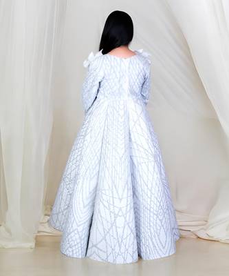 Grey sequins embroidered gown 2