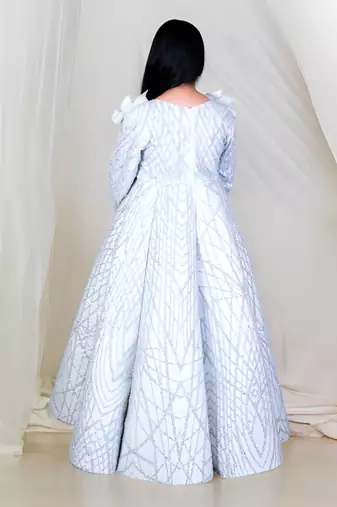 Grey sequins embroidered gown