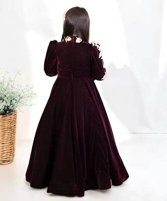 Regal burgundy velvet anarkali gown 3