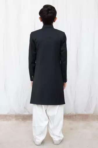 Black sherwani with salwar