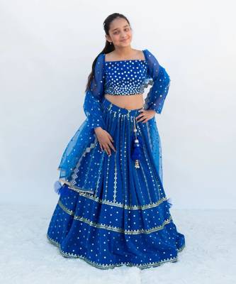Blue embroidered lehenga set 1