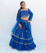 Blue embroidered lehenga set