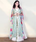 Green floral crop top set