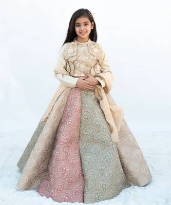 Golden embroidered lehenga set 1