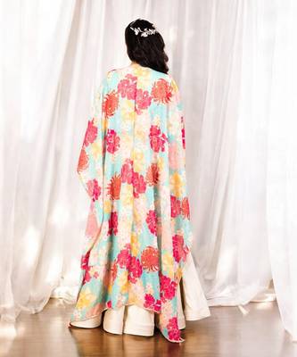 Green floral crop top set 2