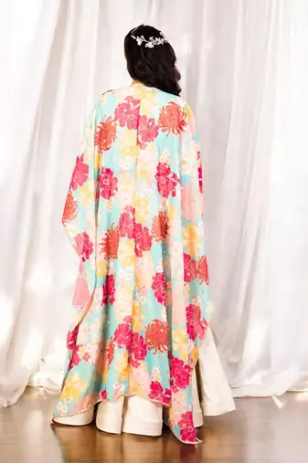 Green floral crop top set