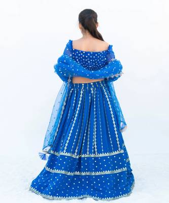 Blue embroidered lehenga set 4