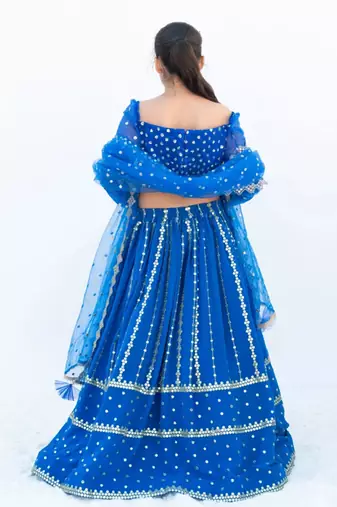 Blue embroidered lehenga set