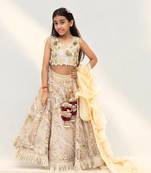 Golden embroidery lehenga with 3d flowers choli
