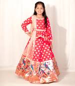 Pink peplum brocade lehenga choli