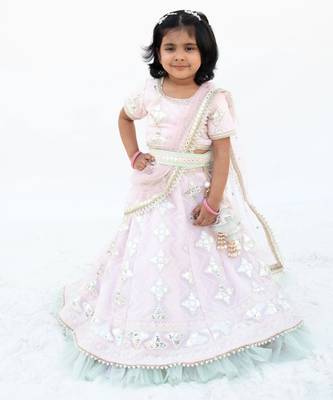 Pink gota embroidered lehenga set 1