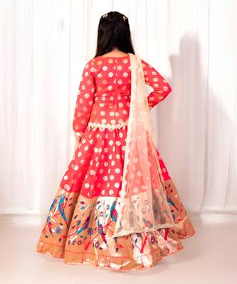 Pink peplum brocade lehenga choli 2
