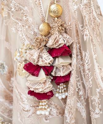 Golden embroidery lehenga with 3d flowers choli 5