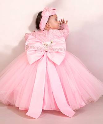Pink embroidered & net gown 2