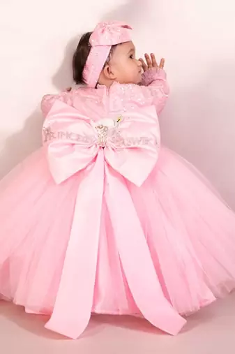 Pink embroidered & net gown
