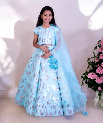 Blue sequence embroidery lehenga set 1