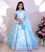 Blue sequence embroidery lehenga set