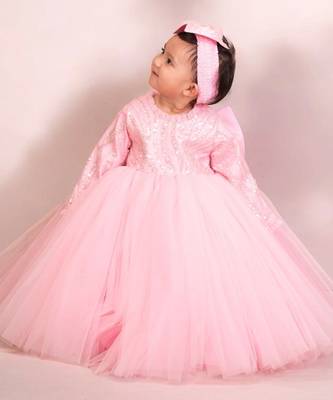 Pink embroidered & net gown 4