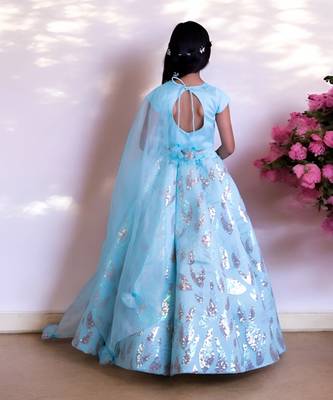Blue sequence embroidery lehenga set 3