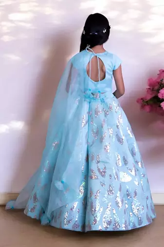 Blue sequence embroidery lehenga set