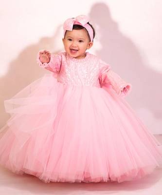 Pink embroidered & net gown 5